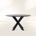 Outdoor Round Dining Table with Stone Top Apex X-Base