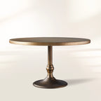 Recycled French Metal Bistro Dining Table with Cast Iron Wade Base Black and Gold Small Dining Table