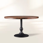 Recycled French Metal Bistro Dining Table with Cast Iron Wade Base Black and Gold Small Dining Table