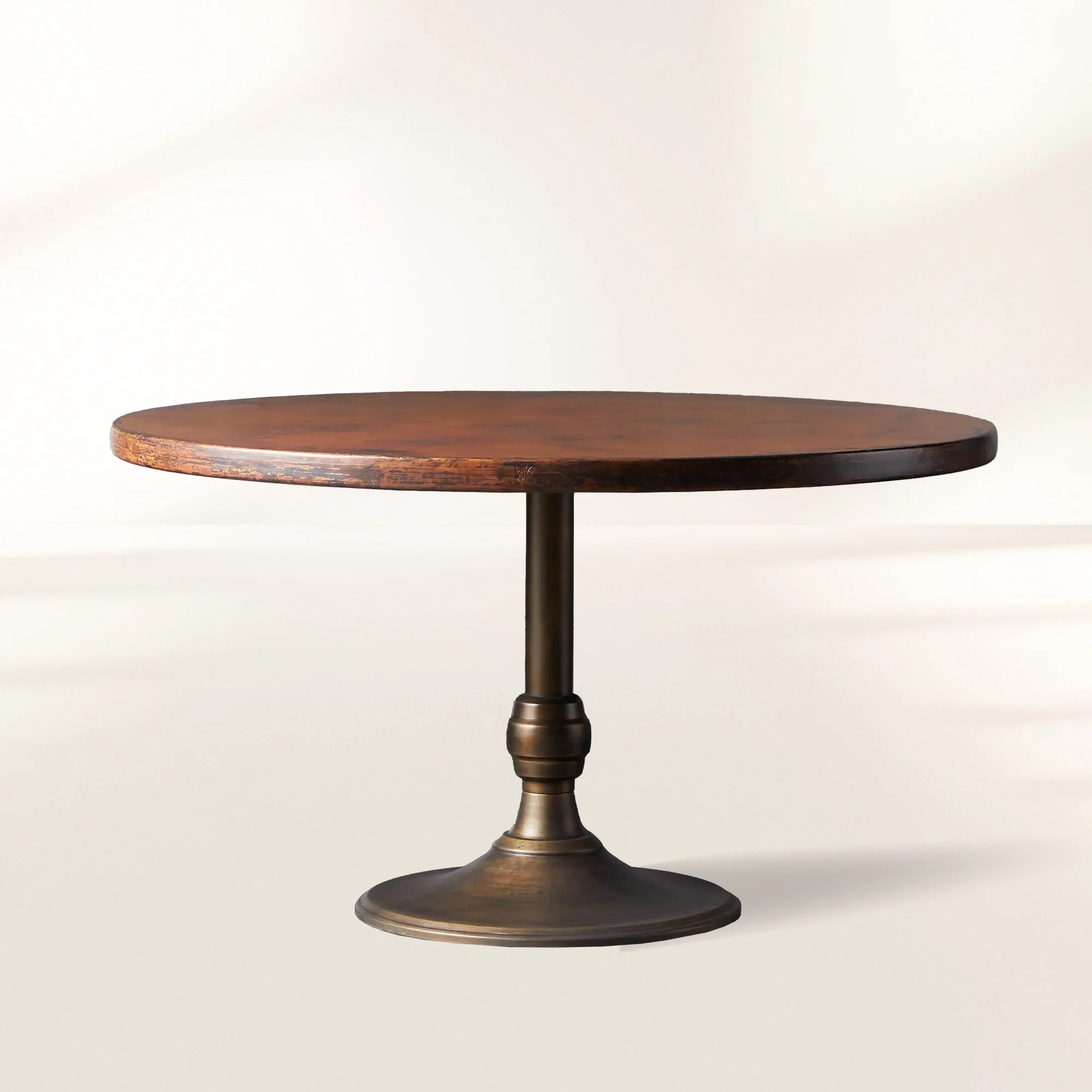 Recycled French Metal Bistro Dining Table with Cast Iron Wade Base Black and Gold Small Dining Table