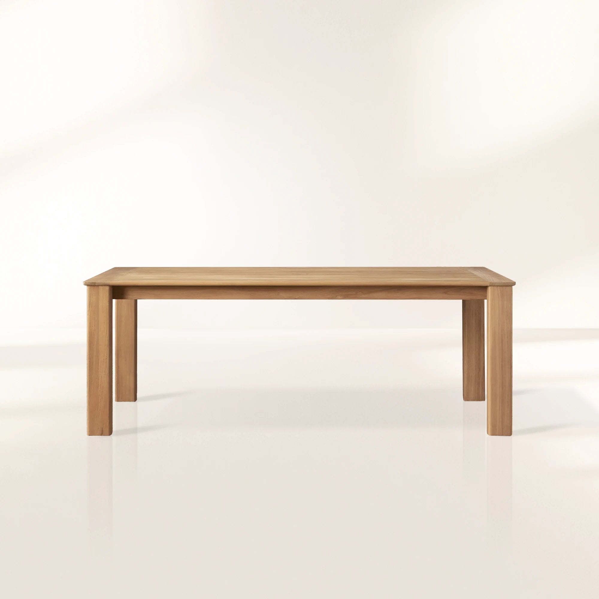 Zoe Natural Teak Outdoor Dining Table Minimalist Slatted Patio Garden Dining Table