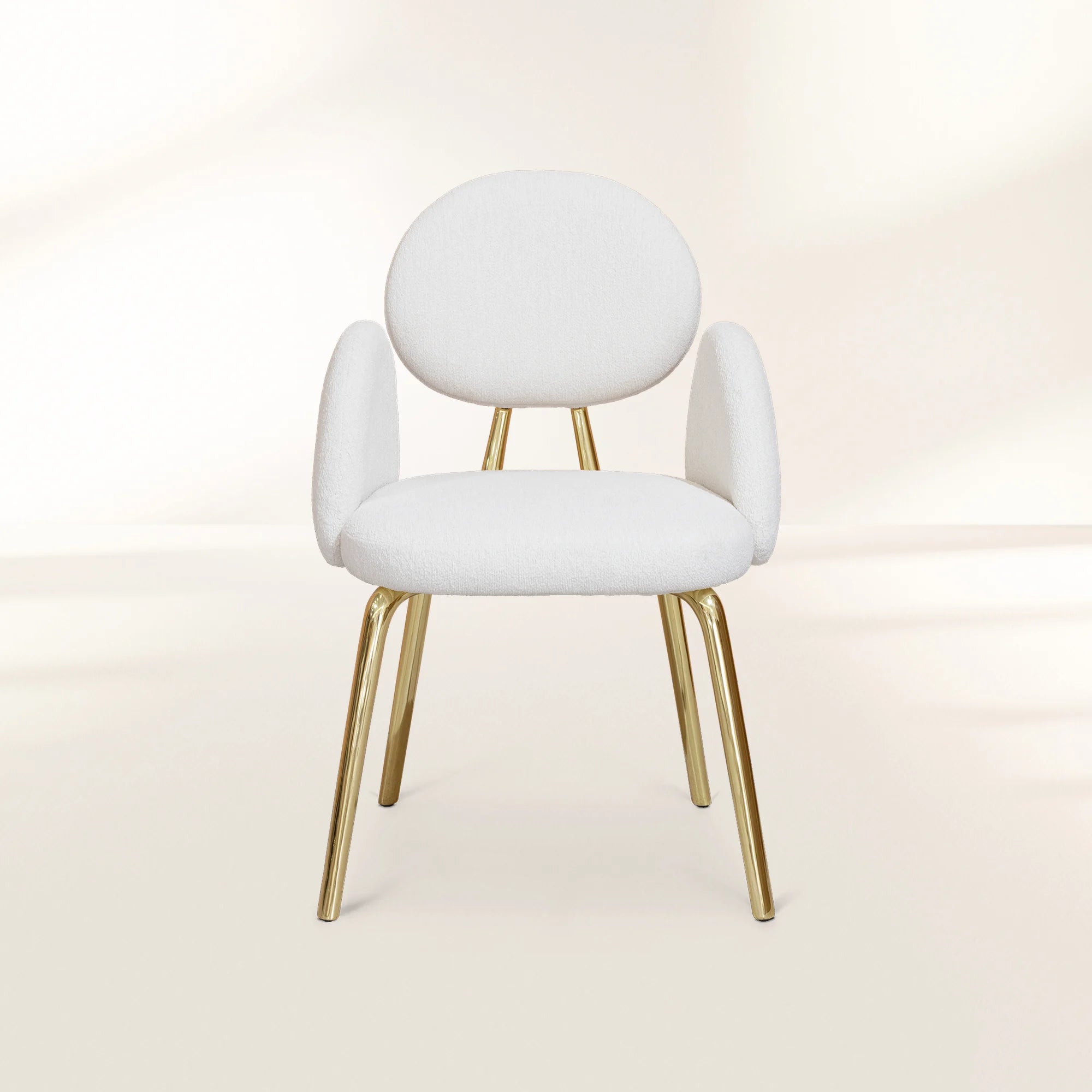 Althea Bouclé Sculptural Polished Gold Luxury Dining Chair