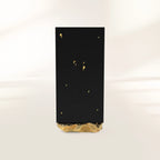 Luxury Marble Curio Cabinet with Brass Base, Glass Display Shelves & Hidden Storage