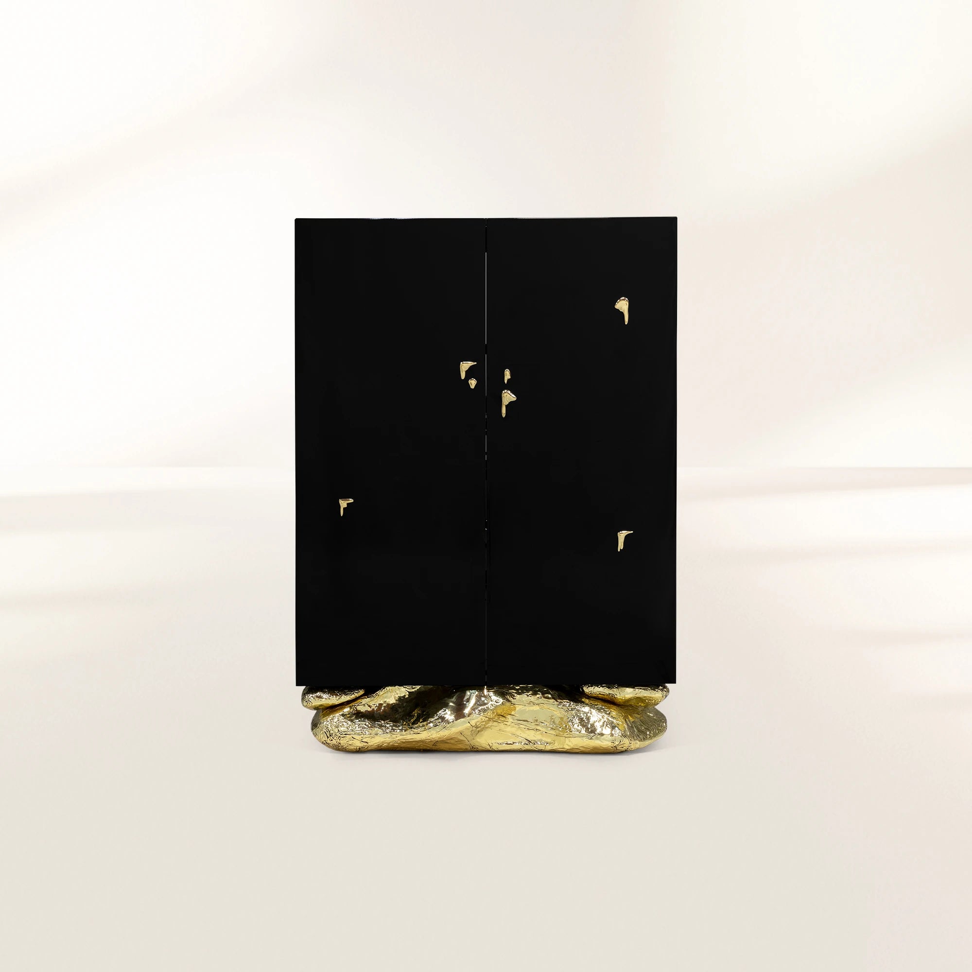 Luxury Marble Storage Cabinet with Brass Base, Hidden Shelves & Designer Storage