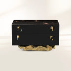 Angra Organic Brass Base Marble Top Luxury Nightstand