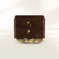 Angra Small Walnut Root Organic Gold Base Luxury Nightstand