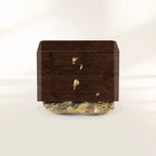 Angra Small Walnut Root Organic Gold Base Luxury Nightstand
