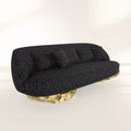 Luxury Sculptural Sofa with Polished Hammered Brass Base & Organic Curved Design