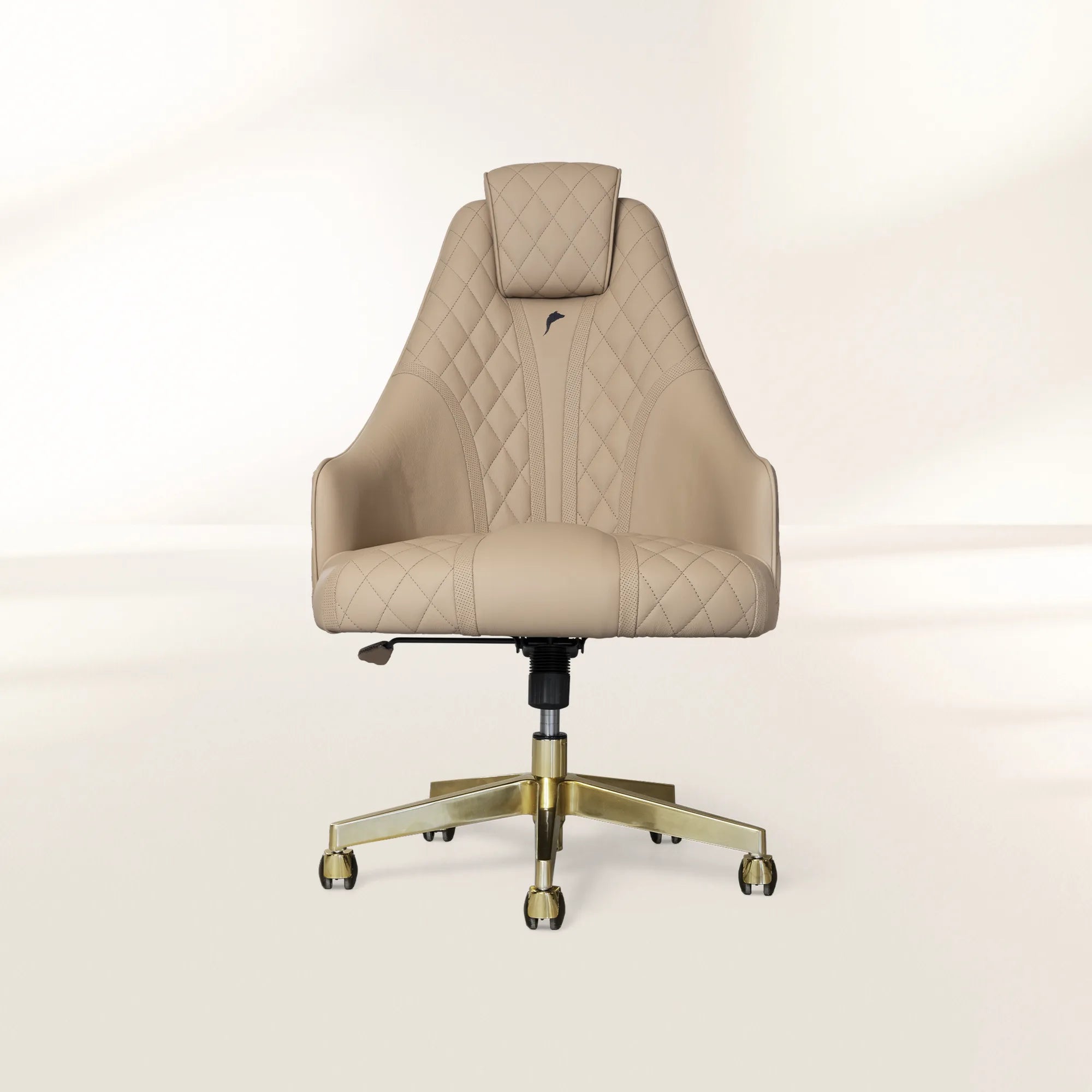 Atlas Diamond Stitch Leather Executive Office Chair with Brass Base