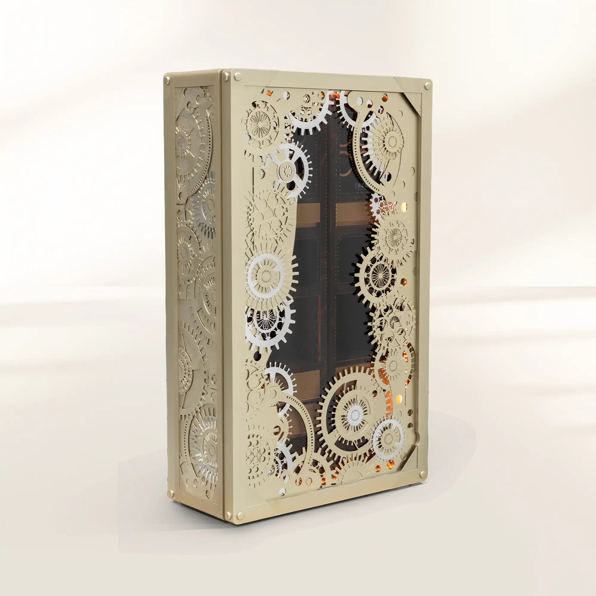Luxury Baron Safe with Electric Opening System, Gold-Plated Brass & Walnut Root Interior