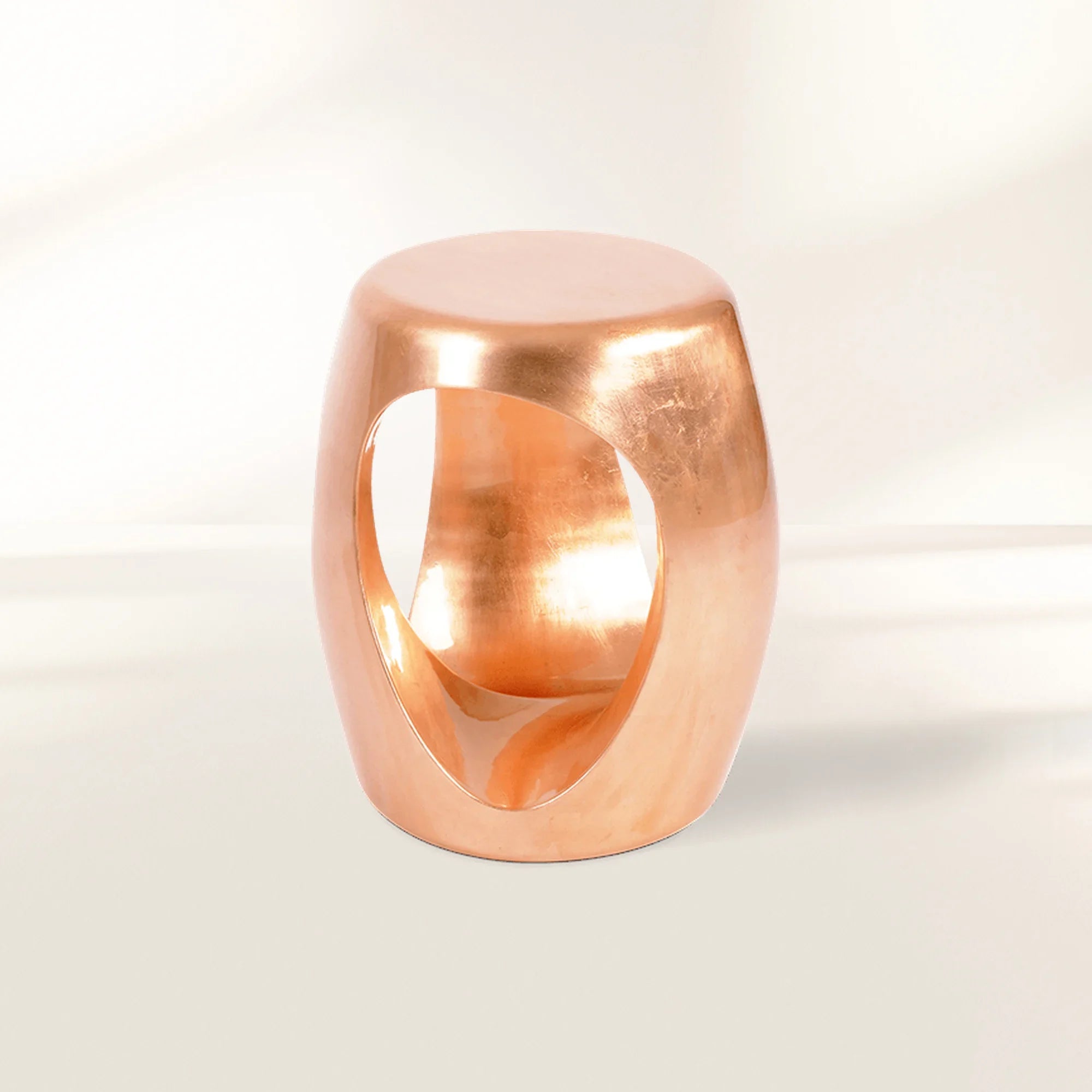 Carved Metallic Leaf Sculptural Accent Stool