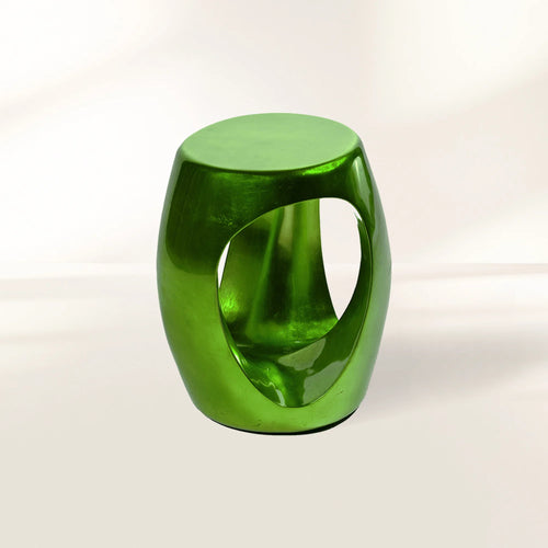 Carved Metallic Leaf Sculptural Accent Stool