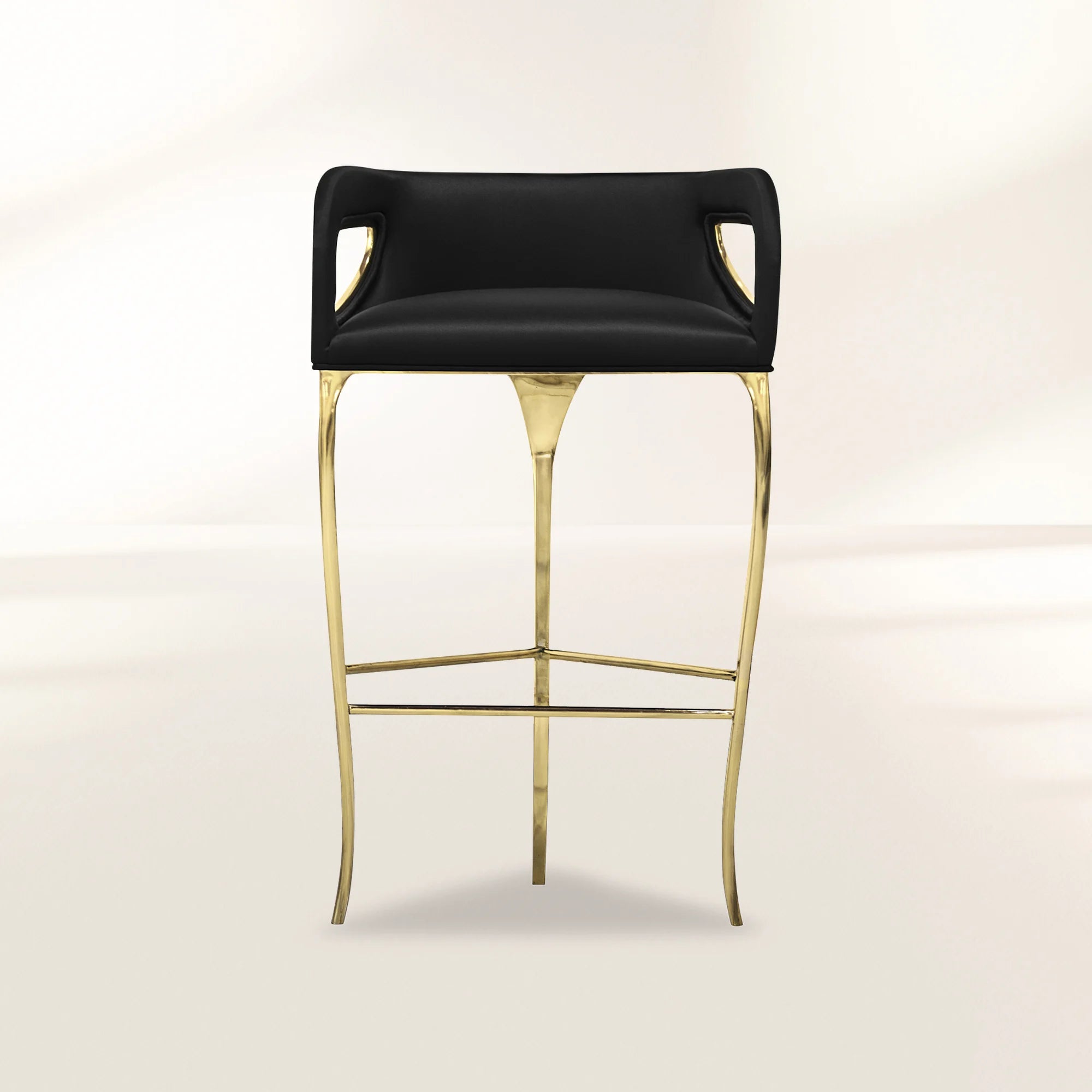 Chandra Fluid Sculptural Polished Brass Bar Stool