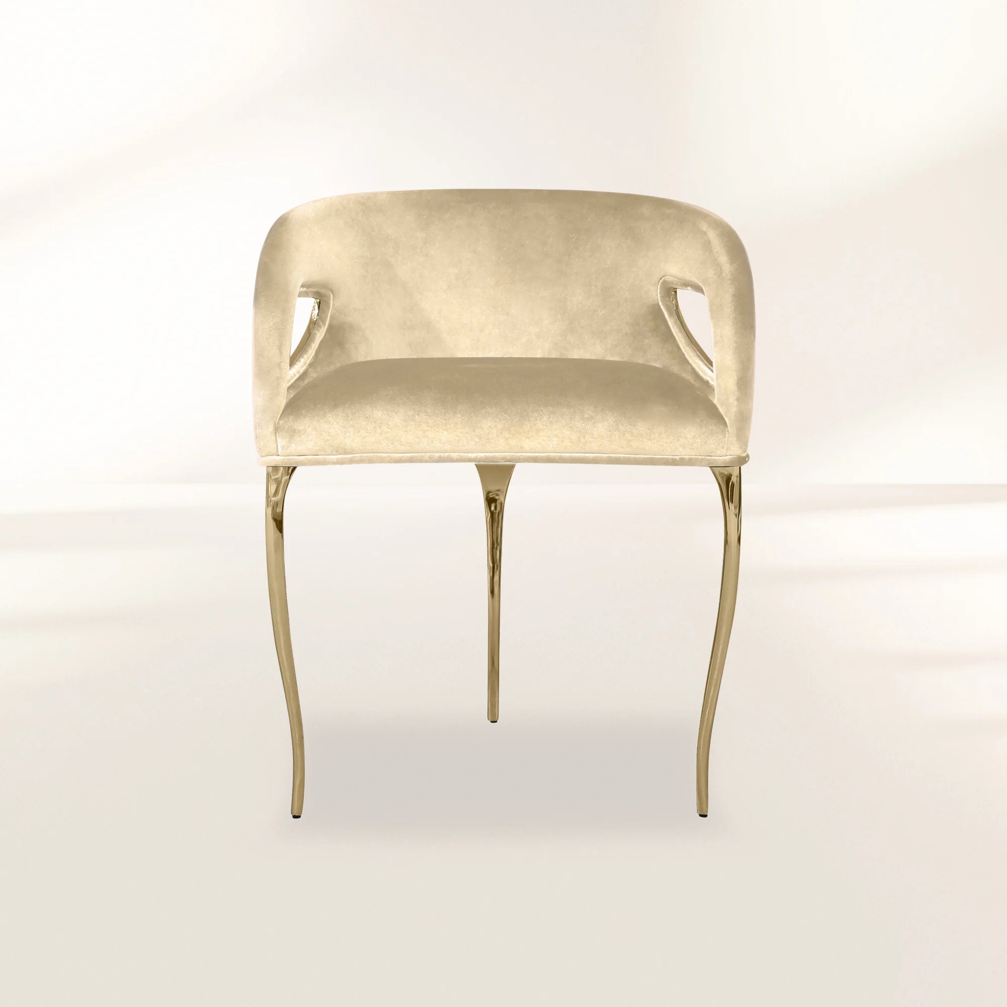 Chandra Cutout Gloss Brass Velvet Chair