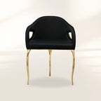 Chandra Cutout Polished Brass Velvet Dining Chair