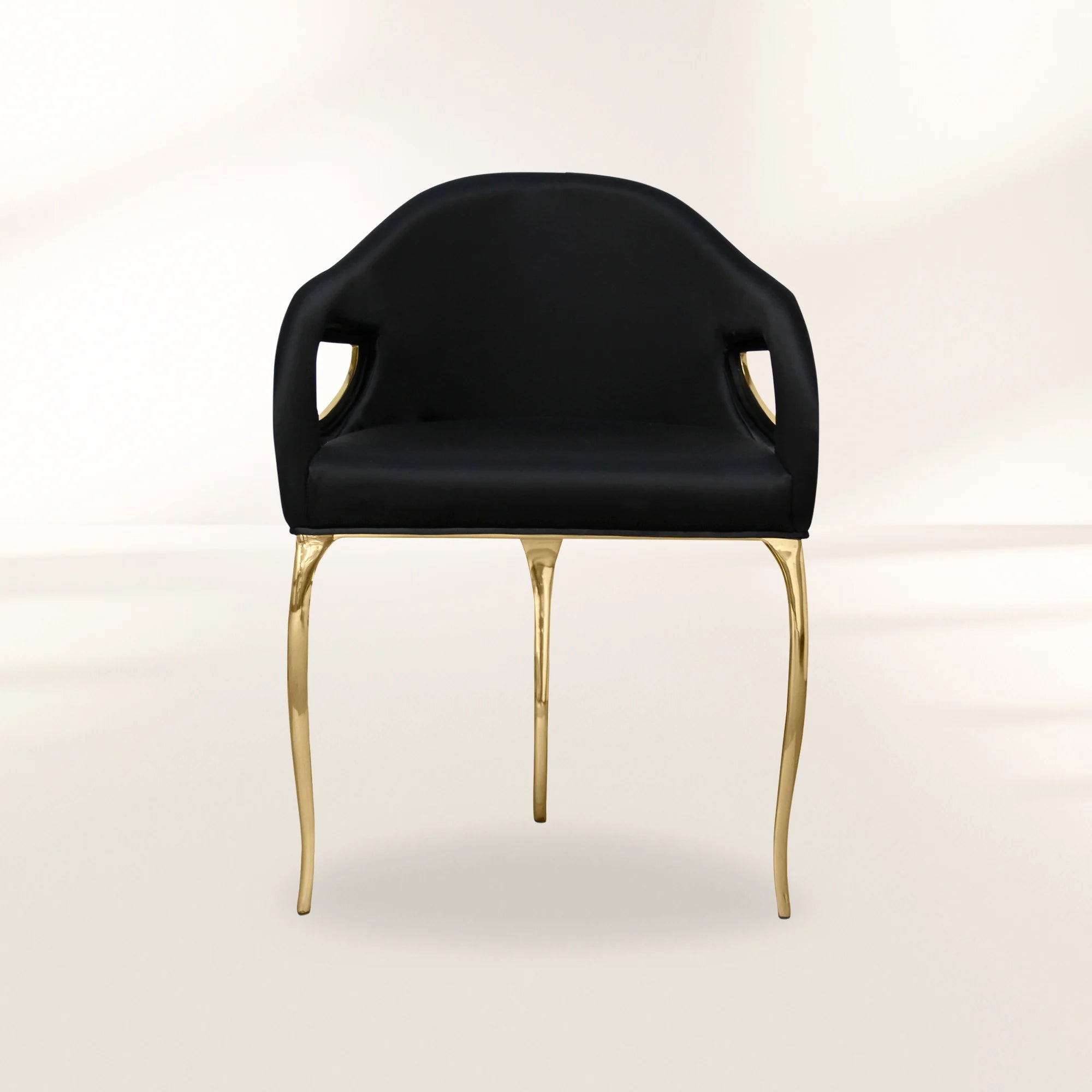 Chandra Cutout Polished Brass Velvet Dining Chair