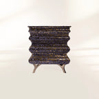 Luxury Hand-Painted Tile Curio Cabinet with Mirrored Panels & Hidden Storage