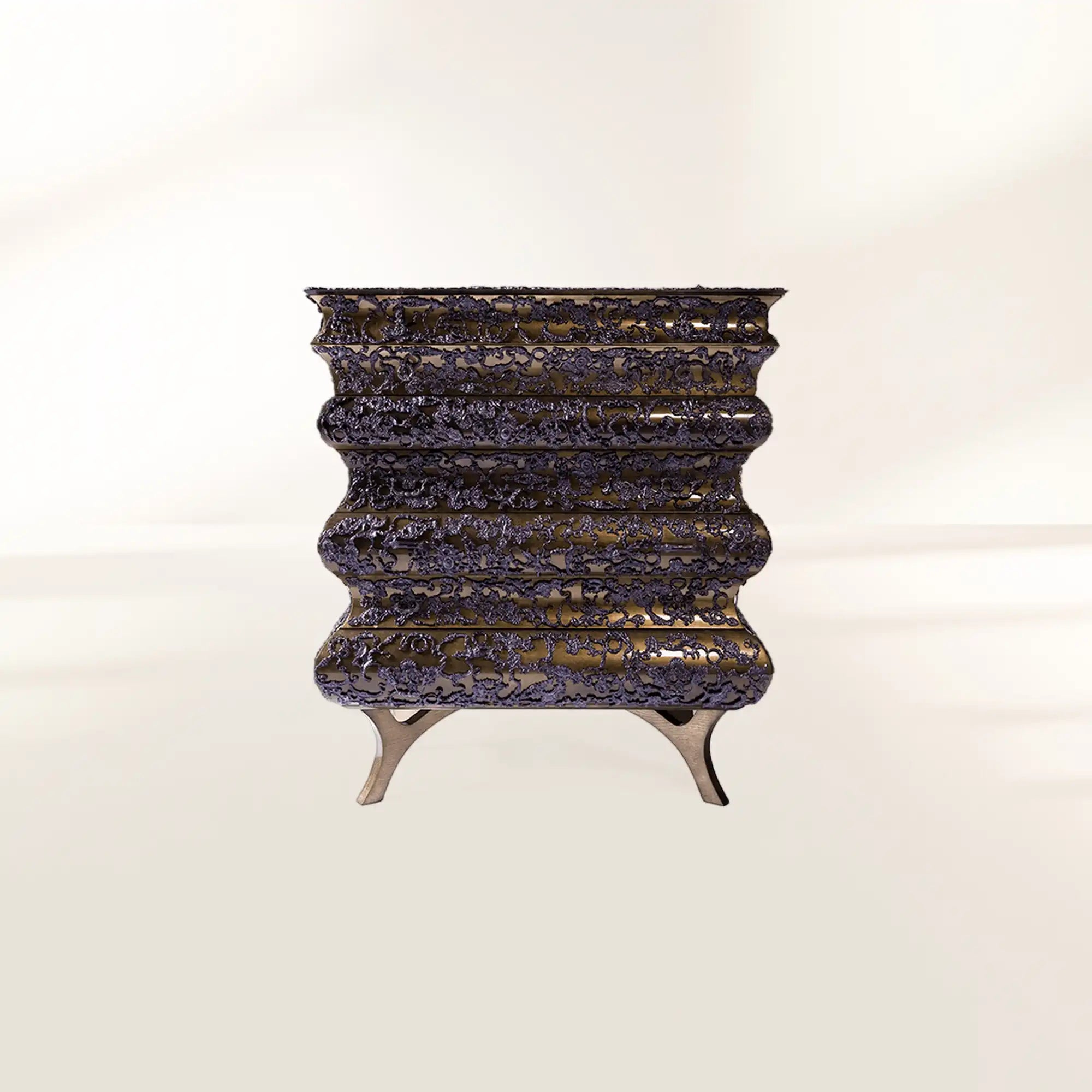 Luxury Hand-Painted Tile Curio Cabinet with Mirrored Panels & Hidden Storage