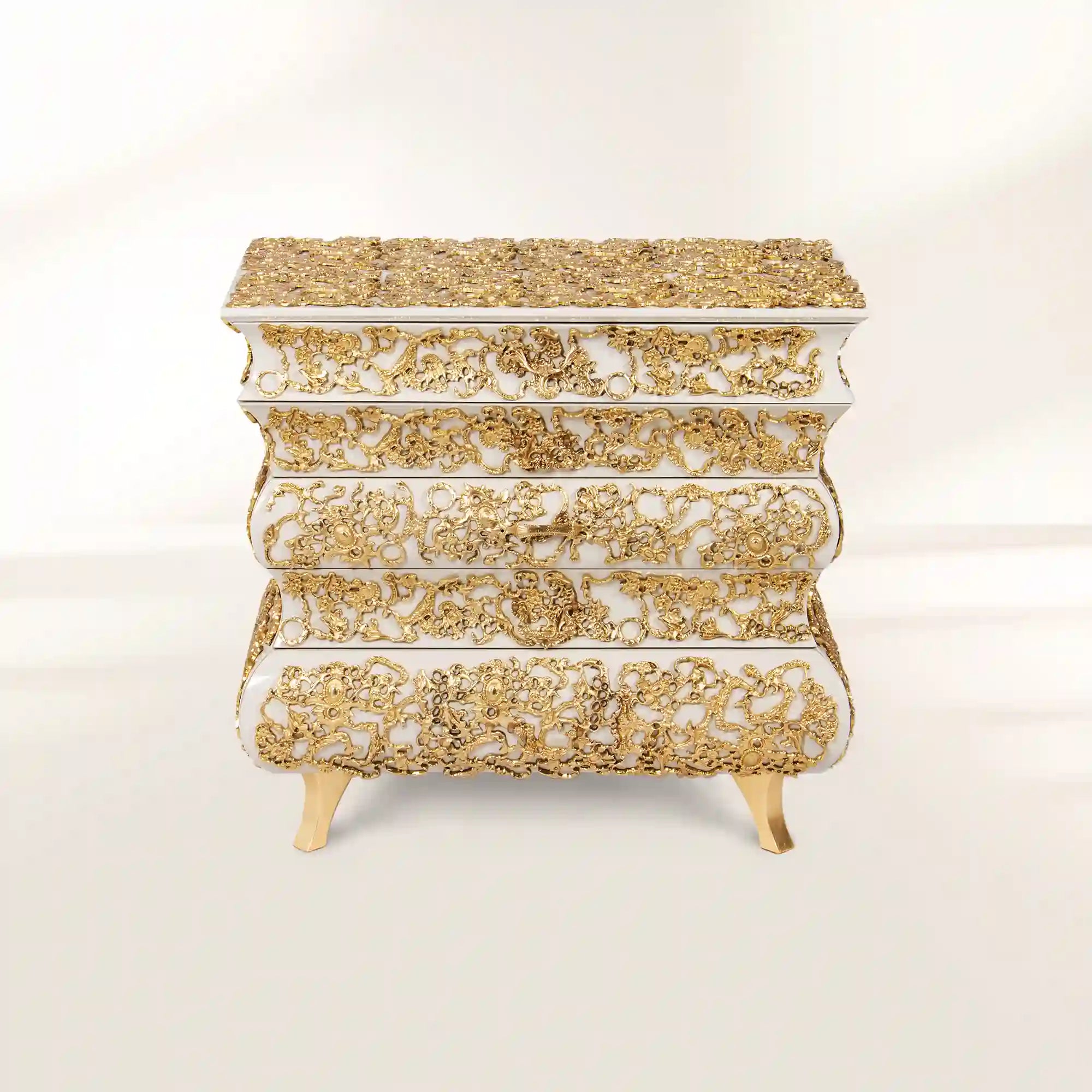 Crochet Baroque Gold Filigree Luxury Nightstand
