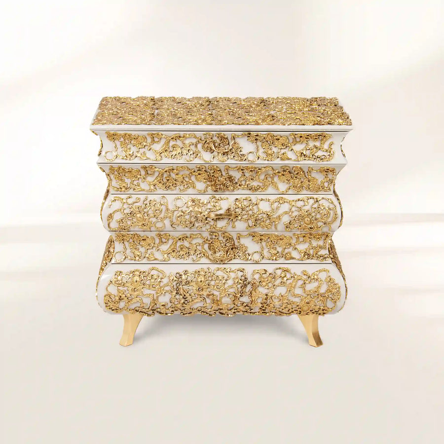 Crochet Baroque Gold Filigree Luxury Nightstand