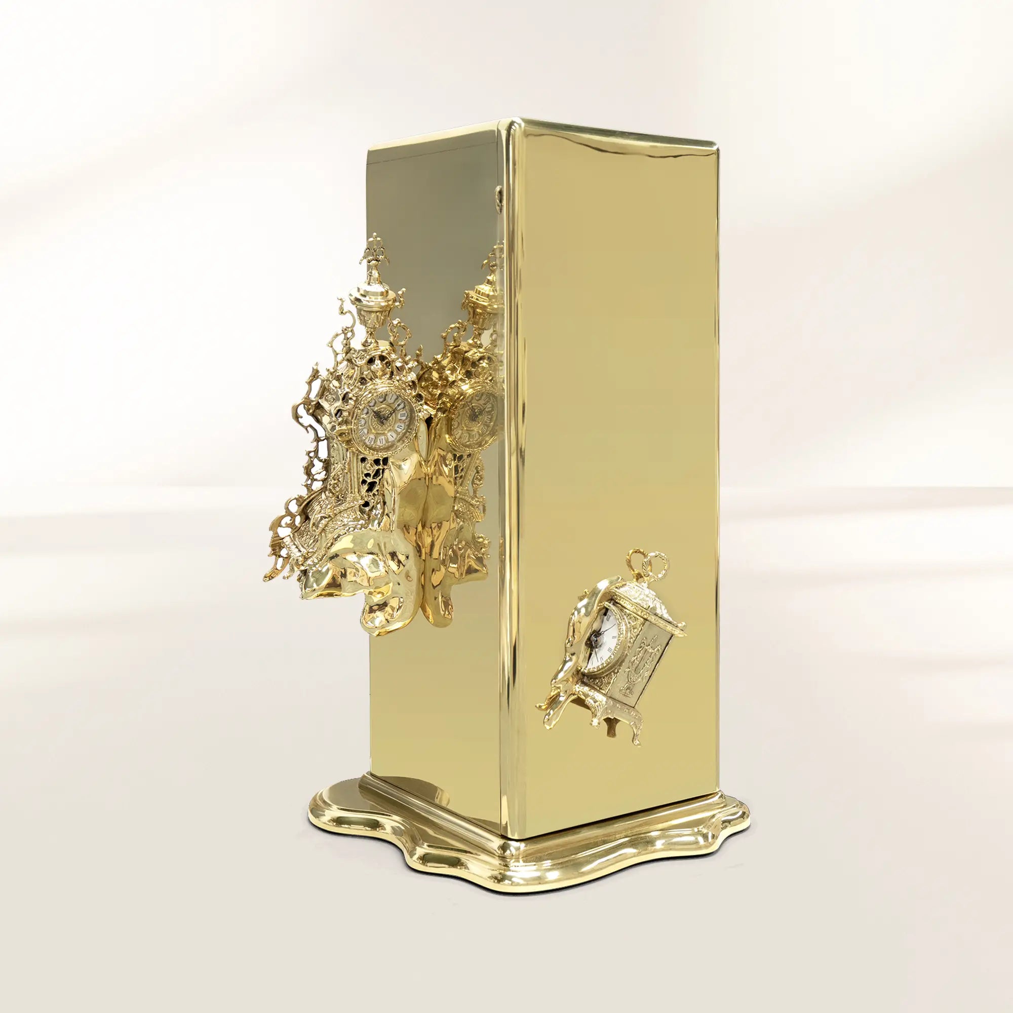 Luxury Dalí-Inspired Watch Winder Box with Surreal Sculptural Design & Gold-Plated Art Finish