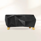 Luxury Diamond-Inspired Sideboard Cabinet with Black Gold Finish & Hidden Storage