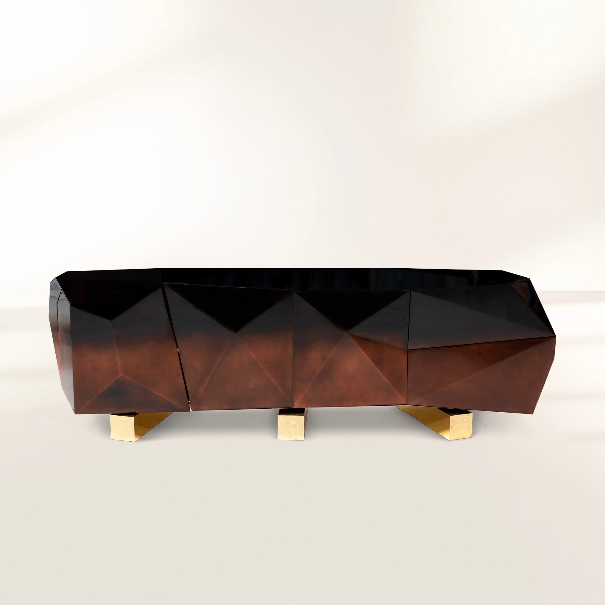 Luxury Diamond Sideboard Cabinet with Faceted Design & Hidden Storage