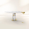 Diamond Marble & Brass Round Dining Table