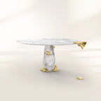 Diamond Marble & Brass Round Dining Table
