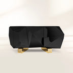 Luxury Black Faceted Sideboard Buffet Cabinet with Hidden Storage