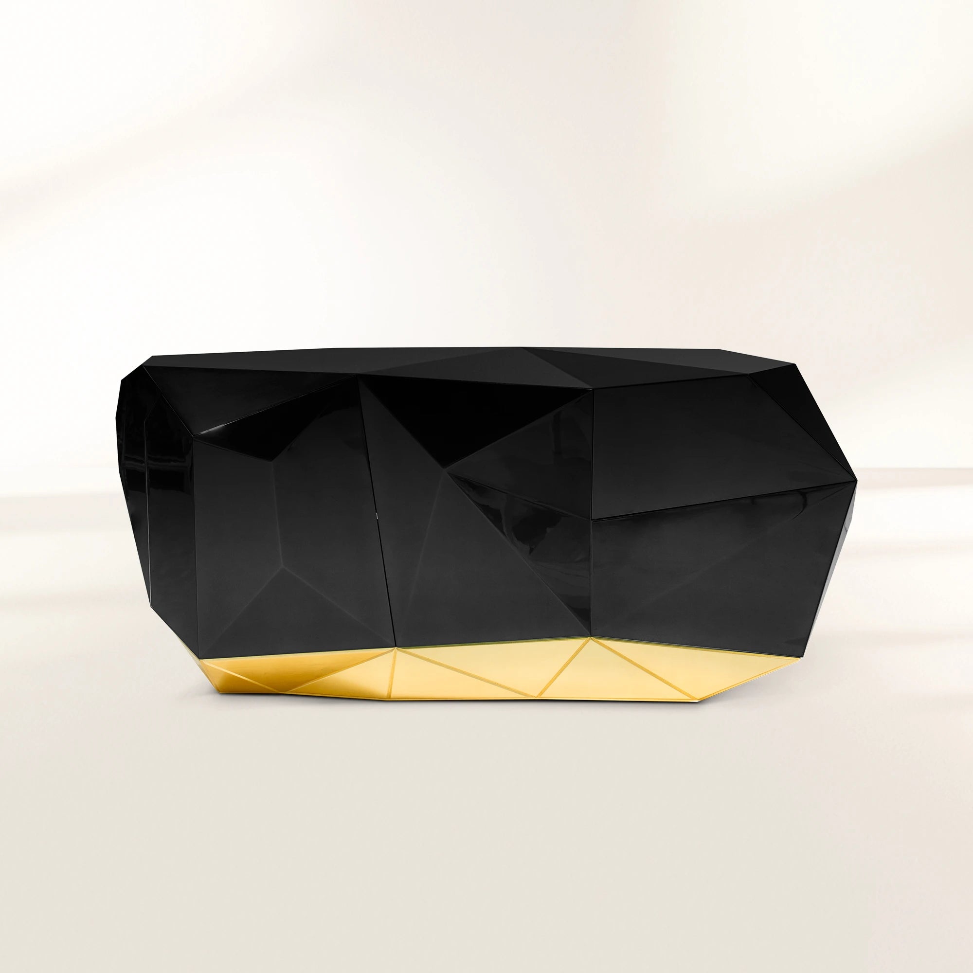 Luxury Emerald Green Sideboard Cabinet with Diamond-Inspired Faceted Design