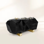 Luxury Diamond-Inspired Sideboard Buffet Cabinet with Black Gold Finish
