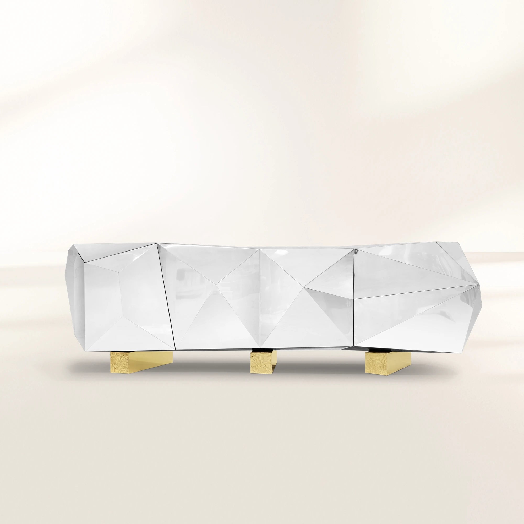Luxury Diamond Sideboard Cabinet with Faceted Design & Hidden Storage