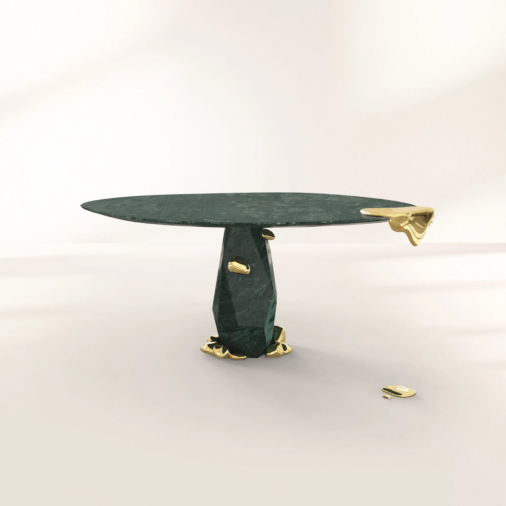 Diamond Marble & Brass Round Dining Table