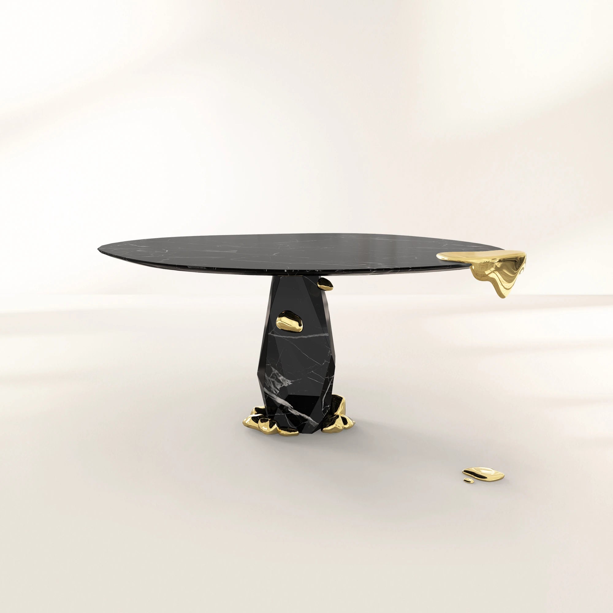 Diamond Marble & Brass Round Dining Table