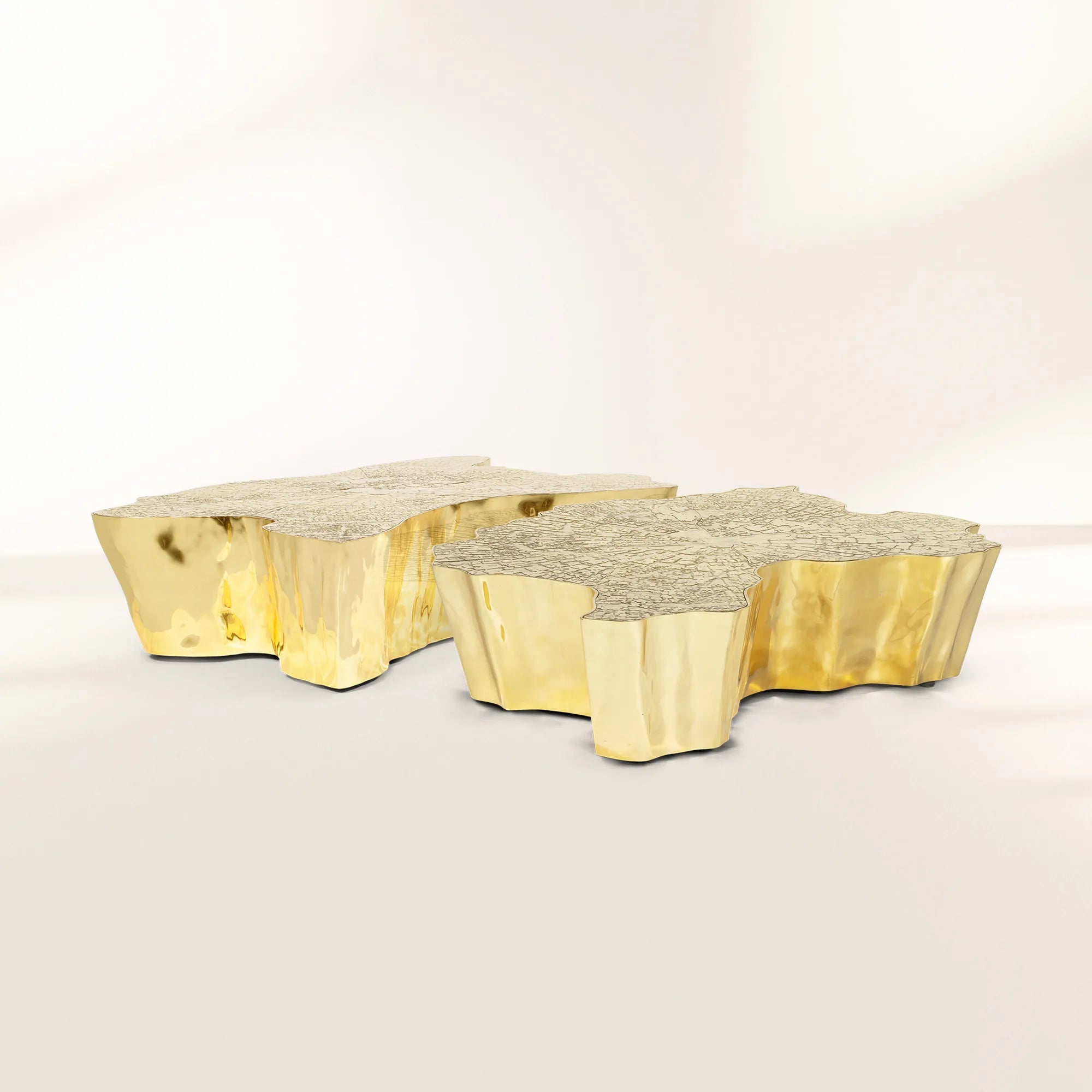 Luxury Patina Brass Coffee Table with Organic Sculptural Design & Handcrafted Finish Center Tea Table