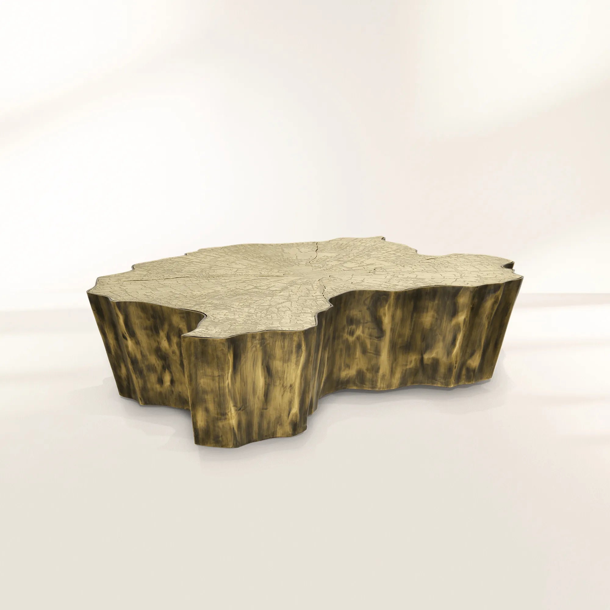 Luxury Patina Brass Coffee Table with Organic Sculptural Design & Handcrafted Finish Center Tea Table