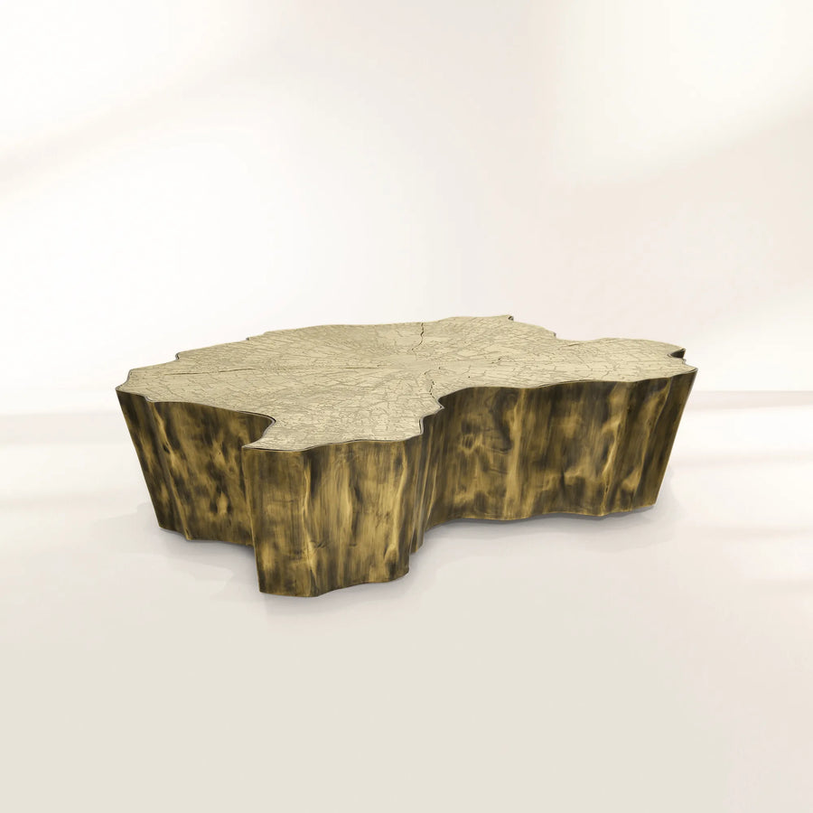 Luxury Patina Brass Coffee Table with Organic Sculptural Design & Handcrafted Finish Center Tea Table