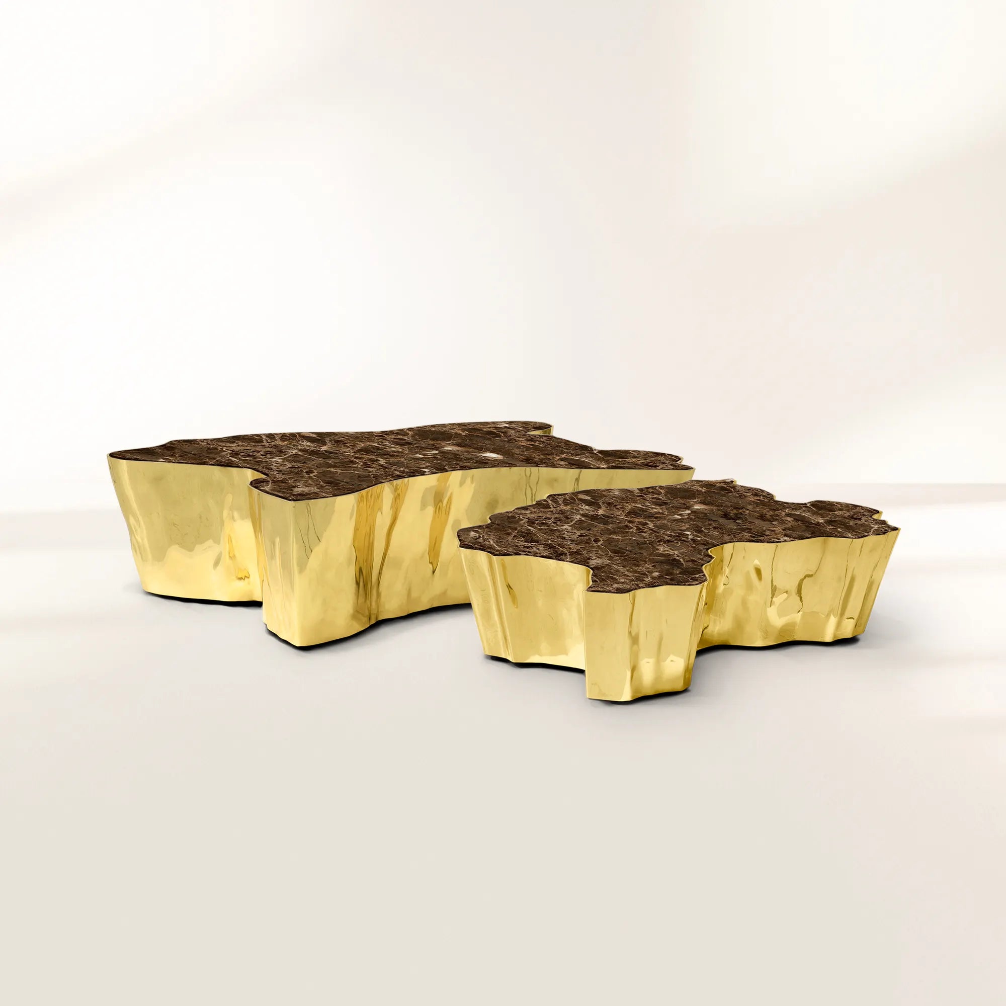 Luxury Patina Brass Coffee Table with Organic Sculptural Design & Handcrafted Finish Center Tea Table
