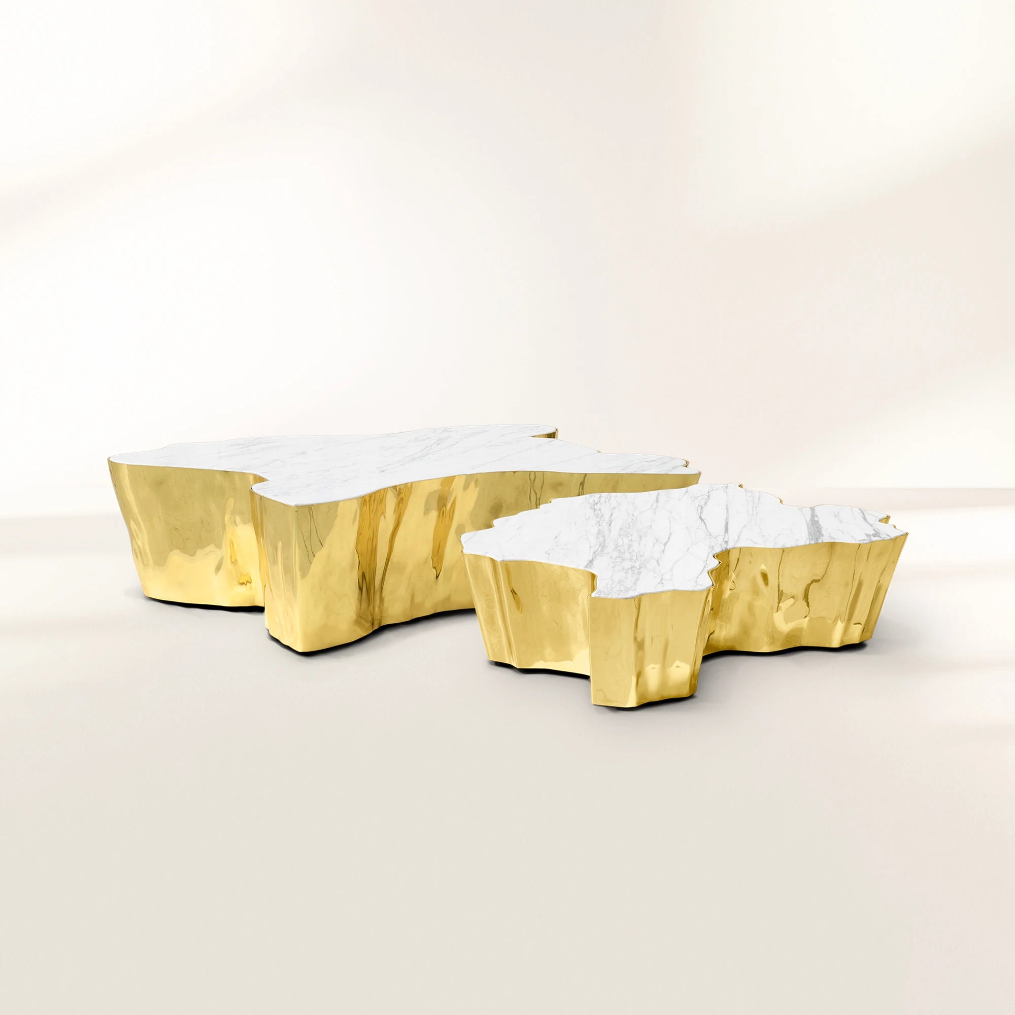Luxury Patina Brass Coffee Table with Organic Sculptural Design & Handcrafted Finish Center Tea Table