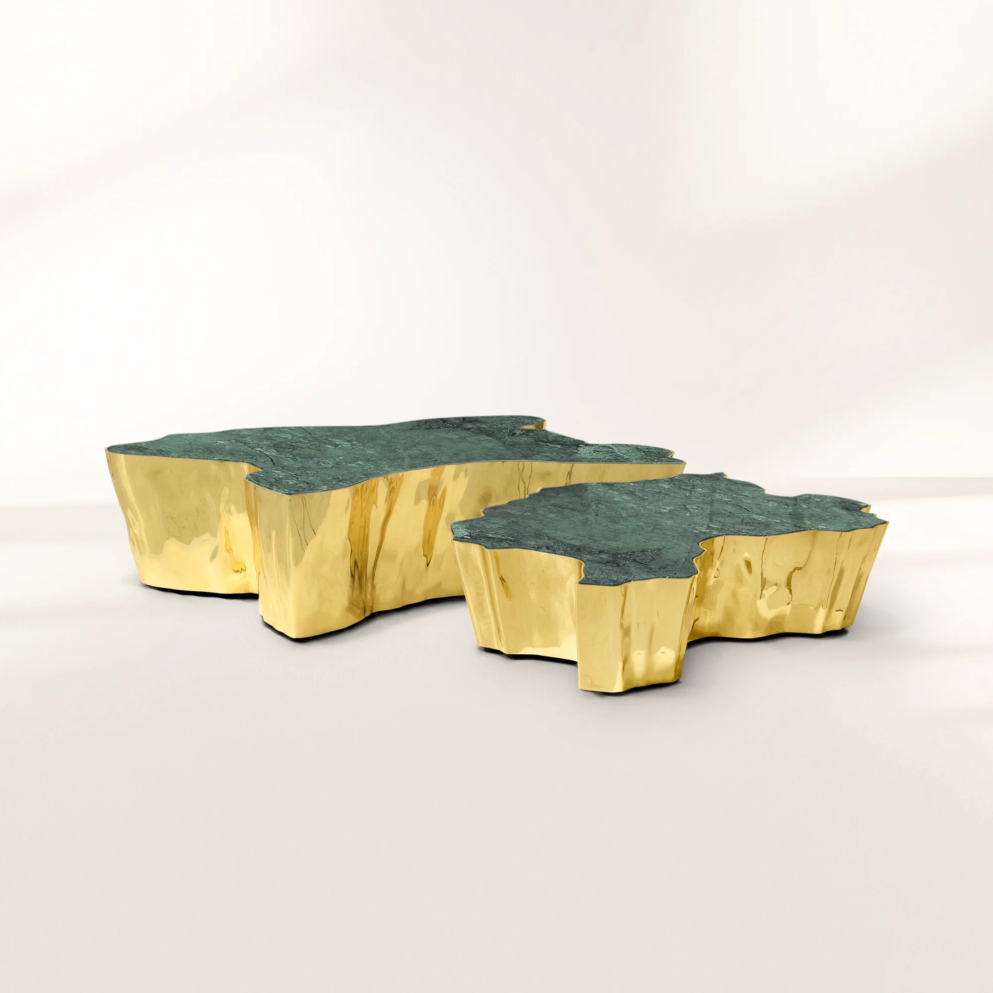 Luxury Patina Brass Coffee Table with Organic Sculptural Design & Handcrafted Finish Center Tea Table