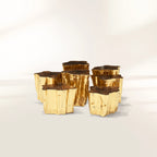 Luxury White Coffee Table with Sculptural Gold Base & Organic Modern Design Center Tea Table