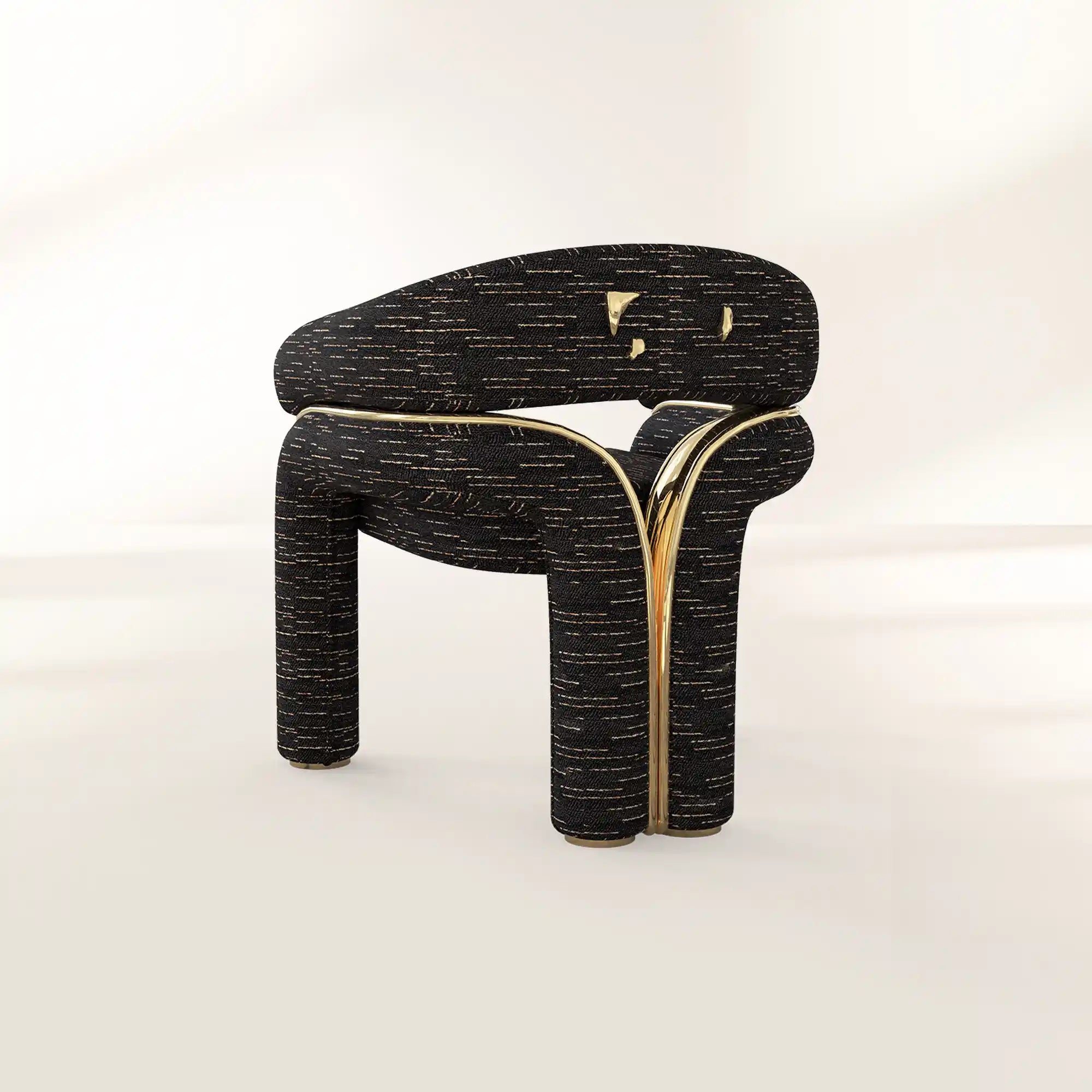 Elara Curved Sculptural Polished Brass Luxury Dining Chair