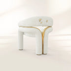 Elara Curved Sculptural Polished Brass Luxury Dining Chair