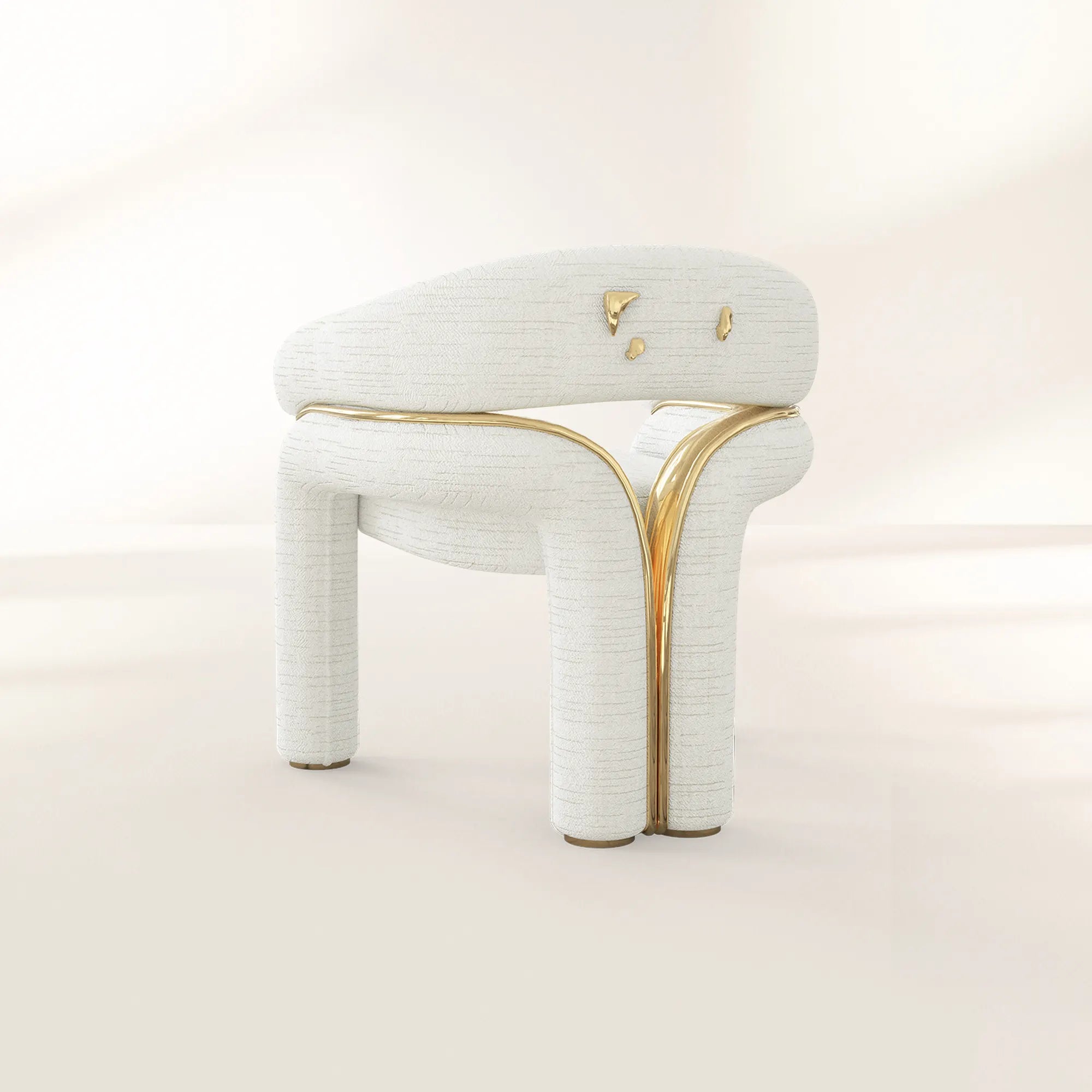 Elara Curved Sculptural Polished Brass Luxury Dining Chair