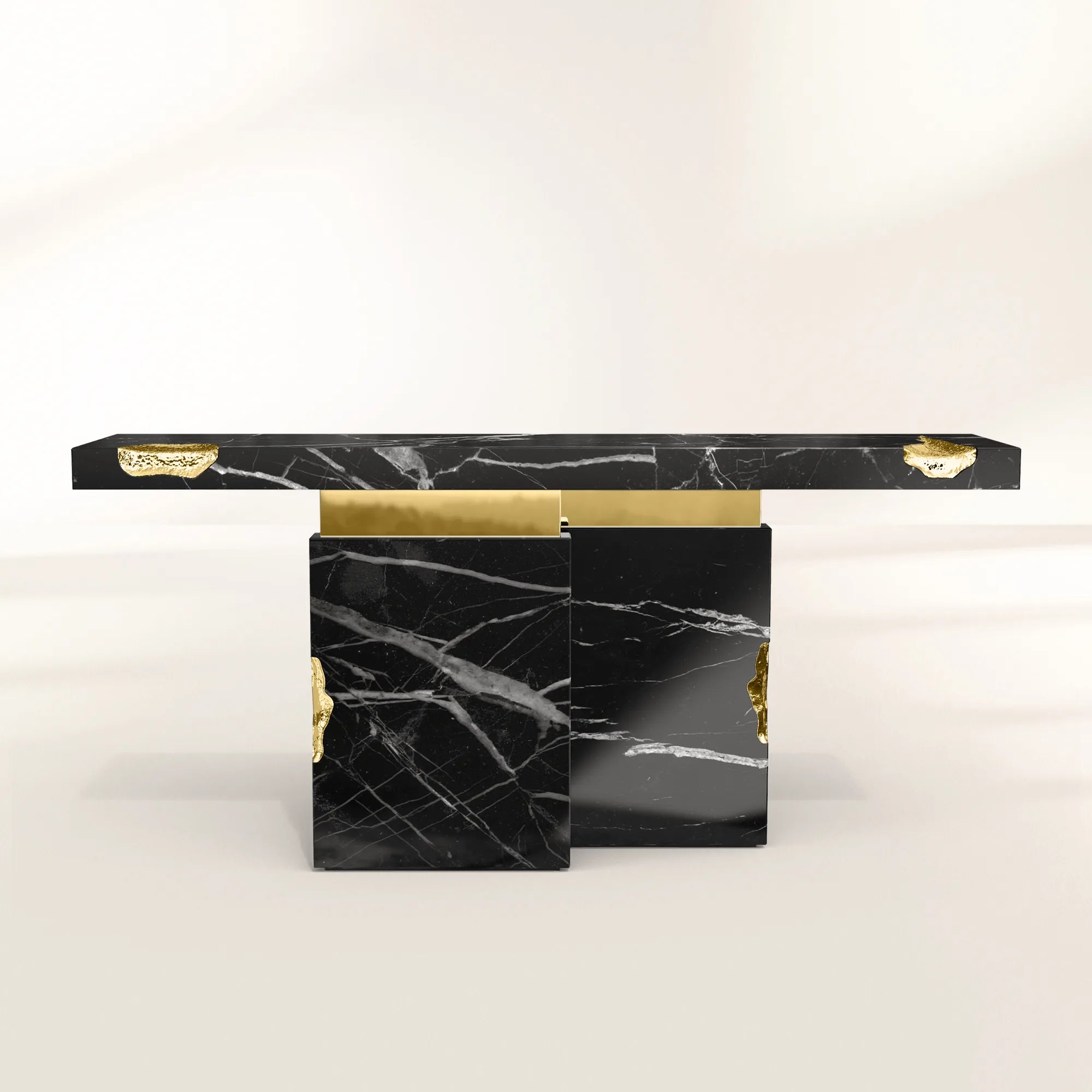 Empire Consoles Hammered Gilded Brass Entryways Cabinet Table