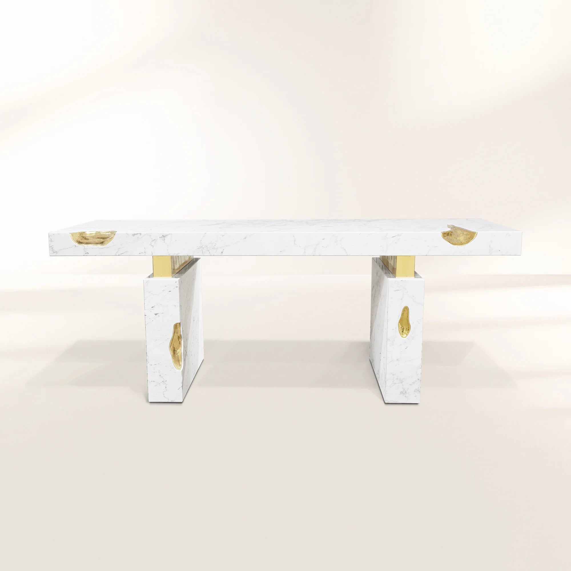 Empire Cracked Brass Inlay Marble Luxury Desk