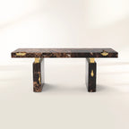 Empire Cracked Brass Inlay Marble Luxury Desk