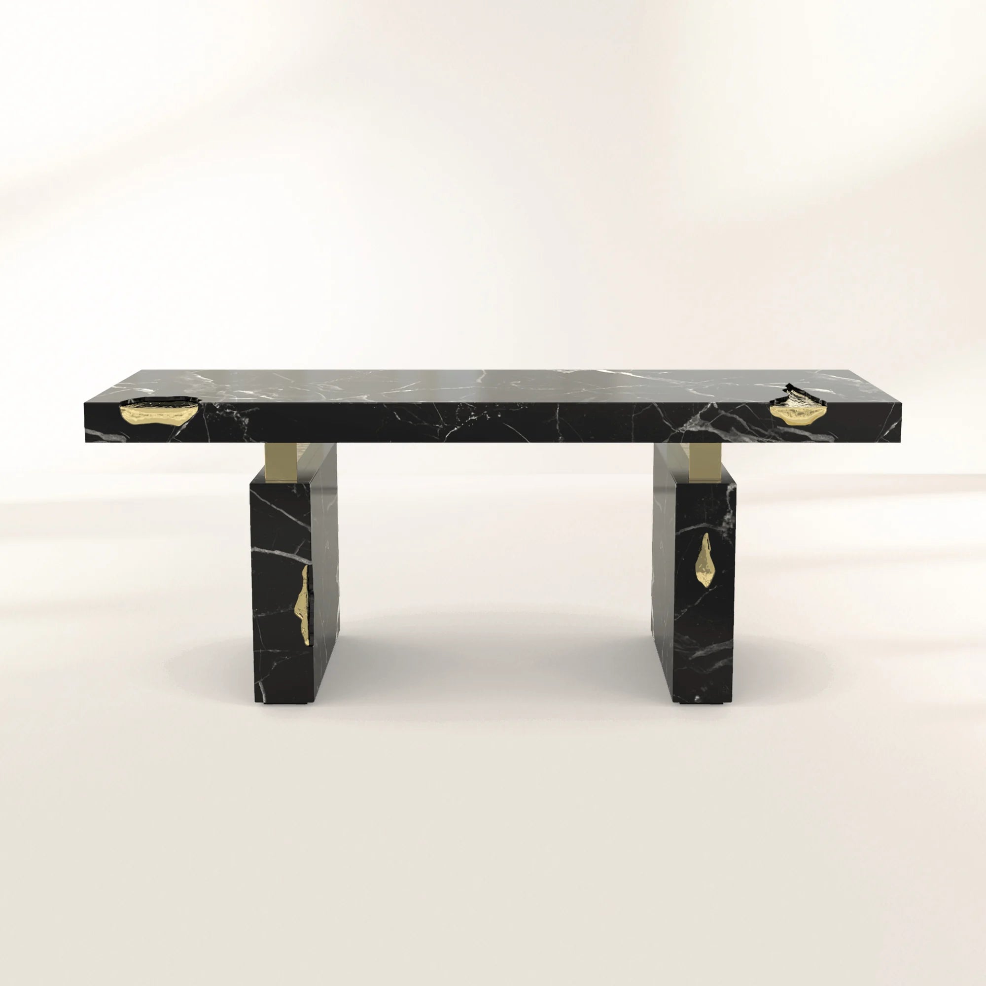 Empire Cracked Brass Inlay Marble Luxury Desk