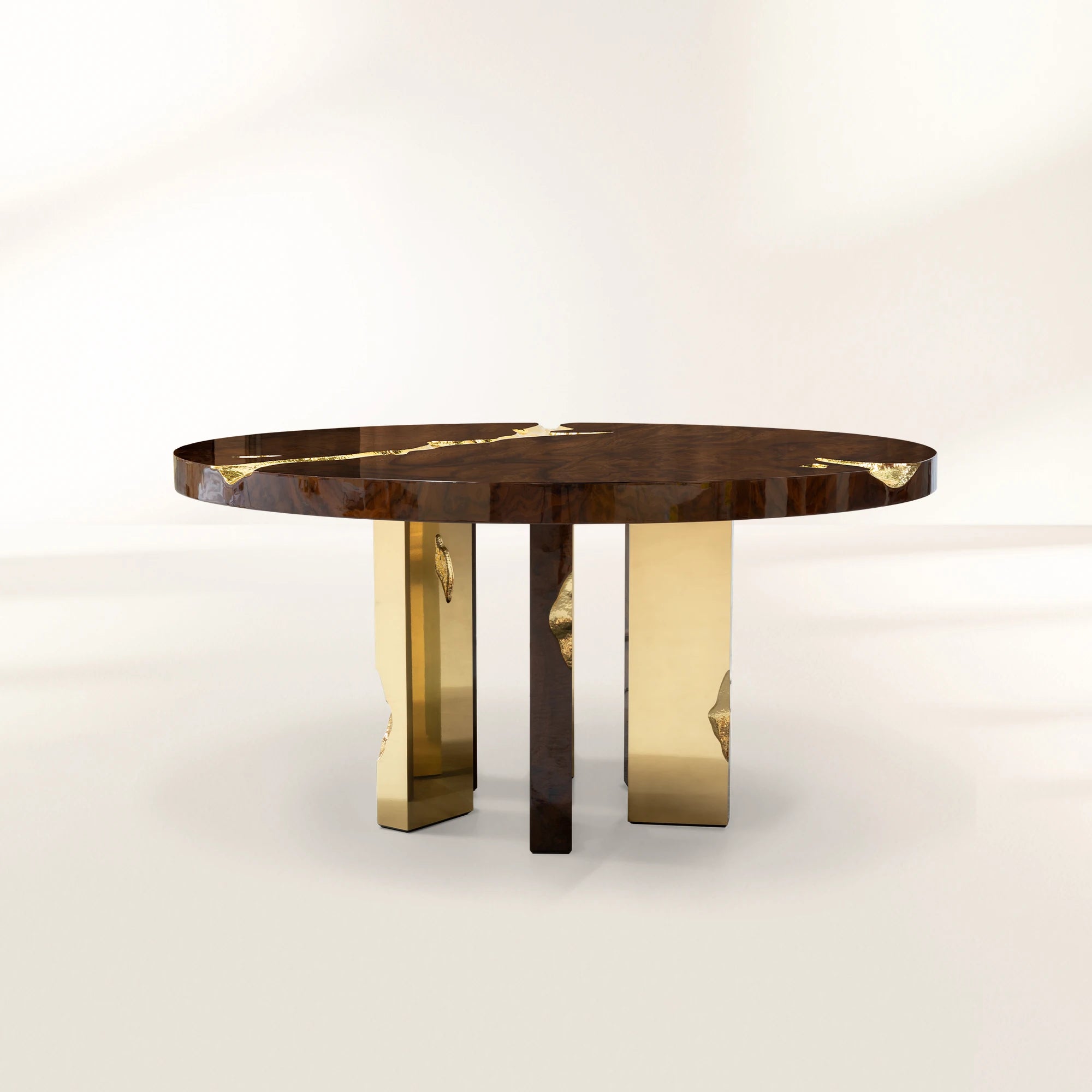 Empire Round Luxury Brass Inlay Dining Table